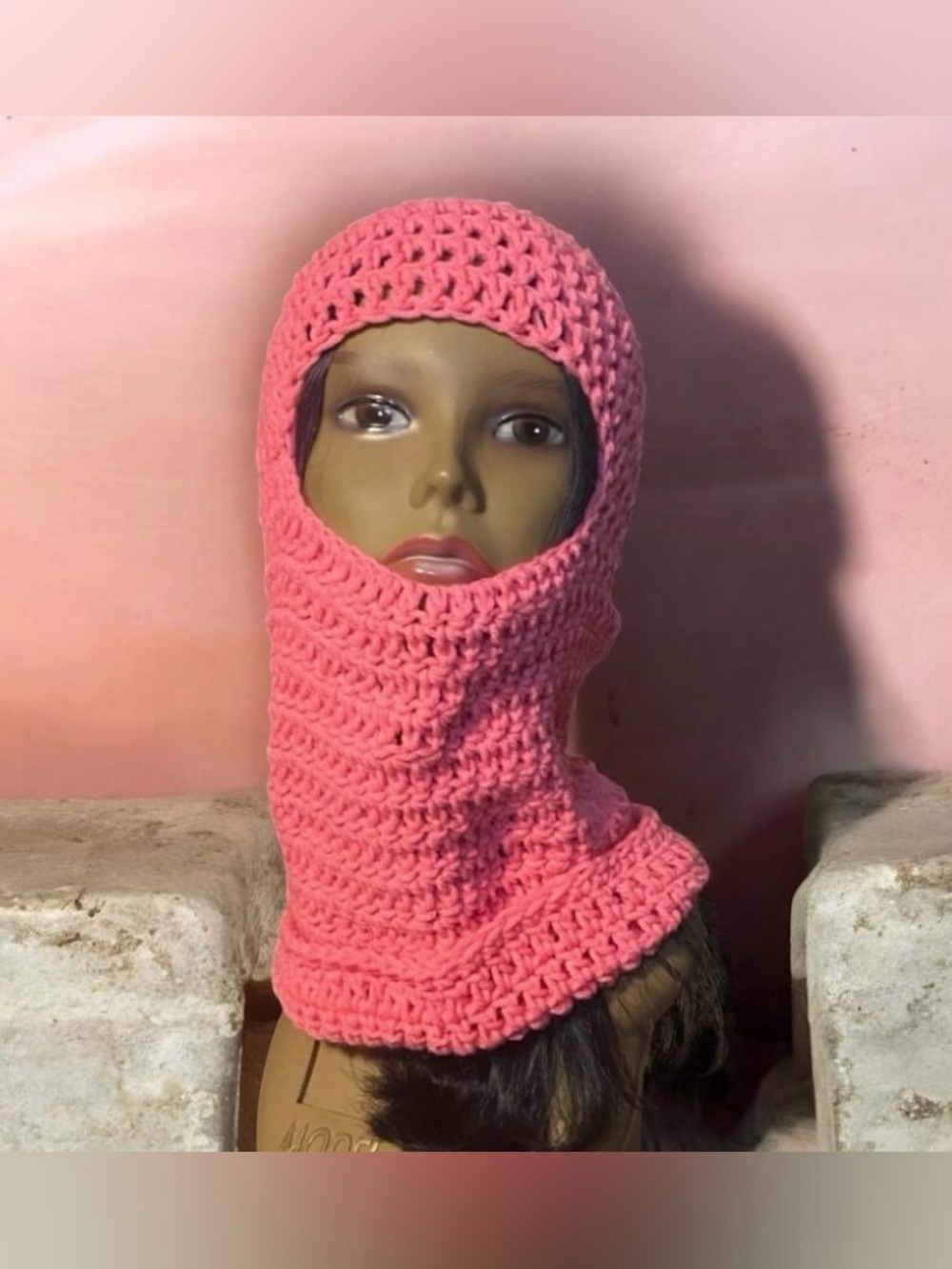 Pink Handmade Crochet Balaclava - Picture 2 of 4